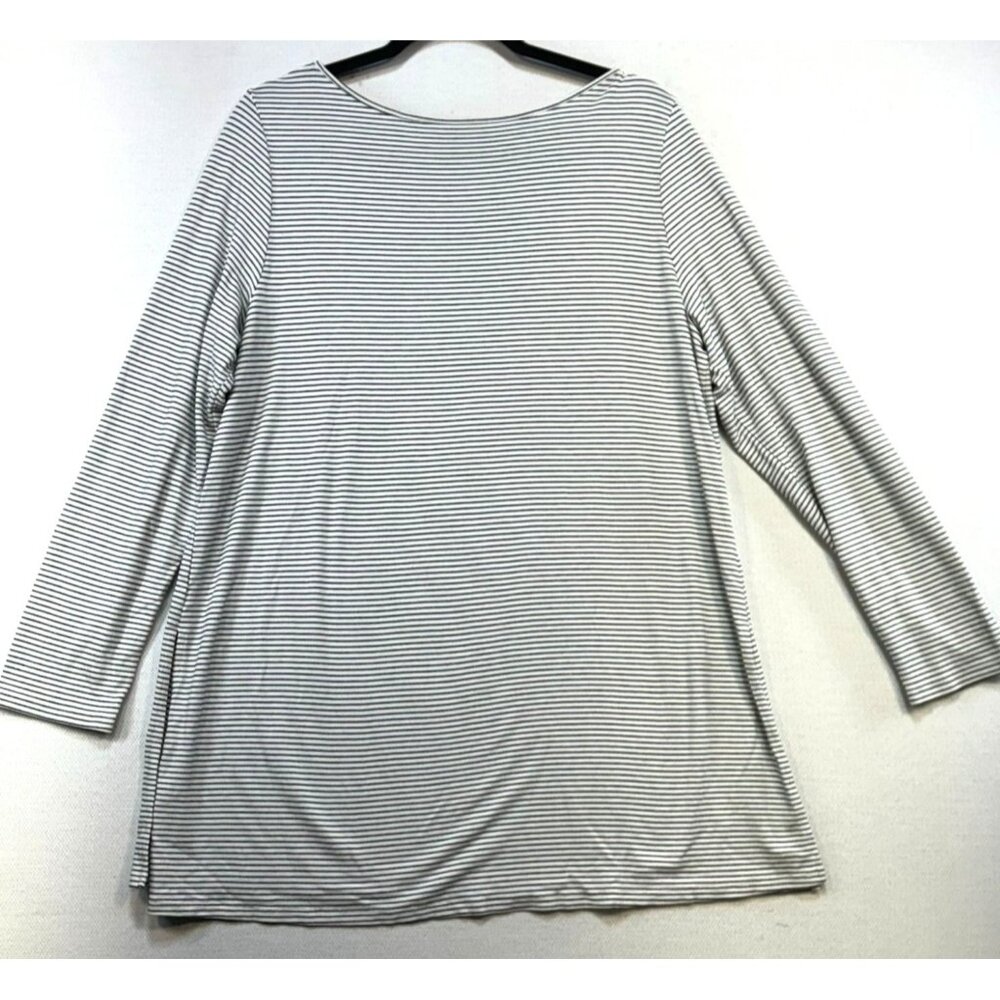 J. Jill Wearever Collection Womens Tunic Striped Long Sleeve Top Blouse Size L W